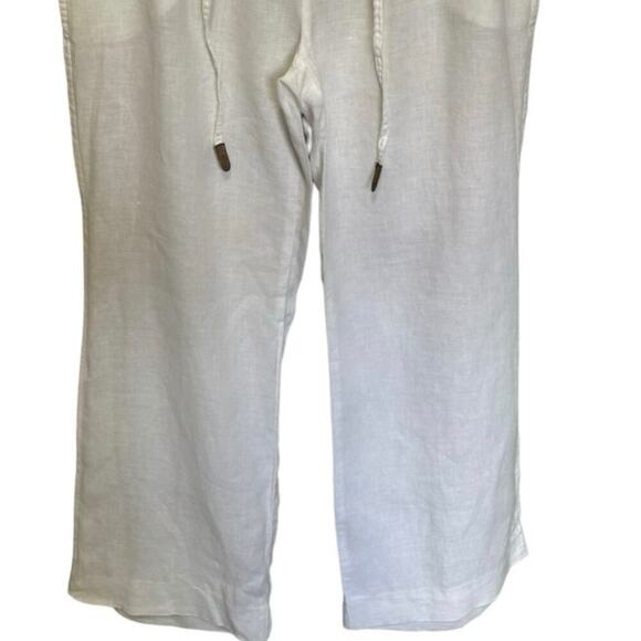 Zara Linen Pants Wide Leg Drawstring Loose Fitting Pants White Size XL - Picture 3 of 10